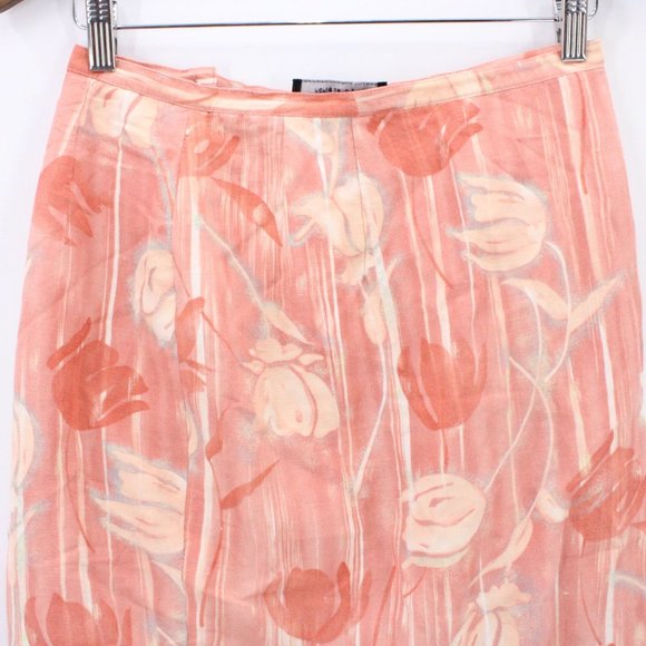 Vintage Bernard Holtzman Straight Skirt Womens Pink Floral Casual Retro Size 28 - Picture 2 of 7